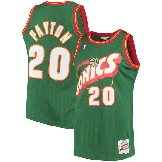 Youth Seattle Sonics Gary Payton 1995-96 Hardwood Classics Jersey - Green