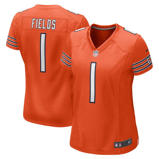 Women's Chicago Bears Justin Fields Orange Game Jersey