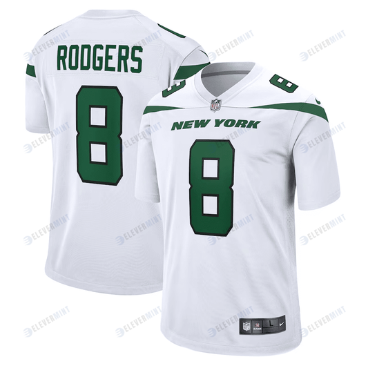 Aaron Rodgers 8 New York Jets Men Game Jersey - White