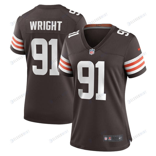 Alex Wright 91 Cleveland Browns Women Team Game Jersey - Brown