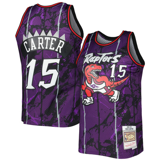 Vince Carter Toronto Raptors Mitchell & Ness 1998/99 Hardwood Classics Marble Swingman Jersey - Purple