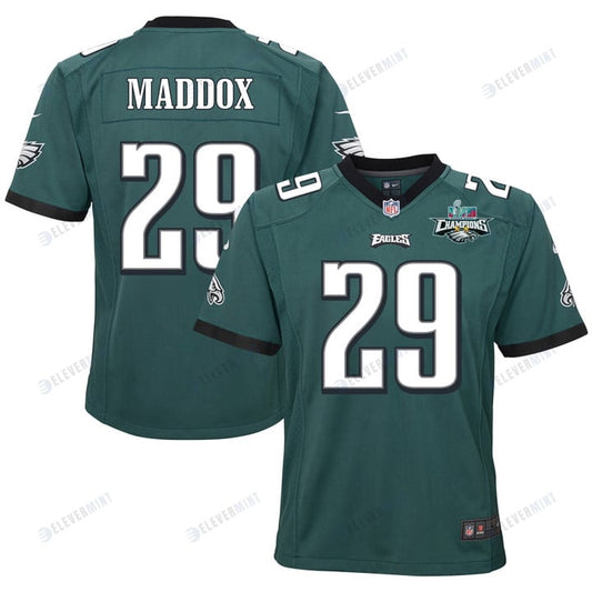 Avonte Maddox 29 Philadelphia Eagles Super Bowl LVII Champions 2 Stars 2 Stars Youth Game Jersey - Black