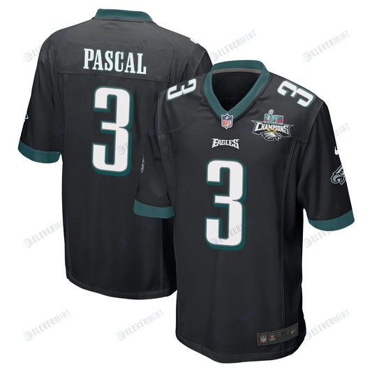 Zach Pascal 3 Philadelphia Eagles Super Bowl LVII Champions 2 Stars Men Game Jersey - Black