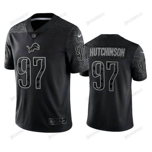 Aidan Hutchinson 97 Detroit Lions Black Reflective Limited Jersey - Men